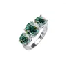Klusterringar Jecircon 925 Sterling Silver 4 Moissanite Diamond Ring for Women High-End Light Luxury Ins Style Temperament Jewelry