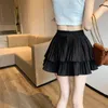 Women Ruffled Pleated ALine Mini Skirt Summer Tulle Cake High Waist Slim Shorts Female Sexy Korean Kawaii White 240402