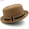 Szerokie brzegowe czapki wiadra męska klasyczna czapka wieprzowa wieprzowa fedora sunhats trilby hat Summer Rowing Street Outdoor Travel Party Rozmiar US 7 1/4 uk l yq240403