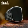 Band Rings BEIER 2022 New Fashion Stainless Steel and Zircon Black Agate Wedding Engagement Ring High Quality Wholesale Gift