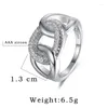 Anéis de cluster feminino jóias finas 925 prata esterlina punk thread zircon jóias grande moda casamento noite festa anel