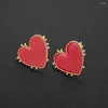 Stud Earrings 2024 Vintage Women Cute Big Red Heart Fashion Large Love Statement For Party Jewelry Gift