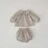 Clothing Sets Ins 2024 Spring Autumn Infant Girls Bodysuit Flower Doll Collar Comfort Born Tops Elastic Waist Baby Bread Pants