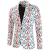 Fashion Print Suit Jacket MenS Christmas Coat Red Green Funny Costume Homme Men Blazer Plus Size Jackets For Party 240318