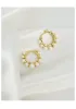 Earrings Brass With 18K Gold Faux Pearl Hoop Earrings Women Jewelry Party T Show Gown Punk Gothic Top Runway Korean Japan