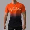 T-shirts heren heren t-shirt 3D printgradiëntstijl muzieknoot TEE 2023 Zomer Oversized t-shirt voor mannen mode korte mouw o-neck tops 2443