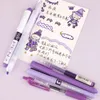 6pcsset Roller Stift lila rosa grüne Farbe Tinte Gerade Flüssigkeit Gel Kugel für Schulbüro Briefpapier Kawaii 240320