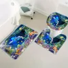 1/3/4pcs sous la douche du monde de la mer 1pc rideau imperméable, 3 bathmats (sans rideau).Ou ensemble de salle de bain complet en quatre pièces, décoration de chambre, cadeau pour enfants du Nouvel An