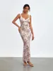 Casual jurken vrouwen bloemen slip maxi jurk zomer mouwloze v nek backless bodycon long sundress a-line