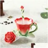 Кружки европейский творческий пастырский стиль керамические кофейные чашки эмале розовая чашка и блюдца, установленные элегантные подарки на день рождения, доставка дома hard otwrk