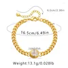 Bracelets de liaison punk unisexe 18K Gold plaqué chaîne cubaine métal metal bracelet étanche bracelet hip hop zircon bijoux tendances day wear cadeau