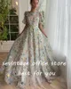 Robes de fête Sévintage Elegant brodery en dentelle Appliques Prom Puff Sleeves A-Line Long Widdings Robes O-Neck Soight Robe 2024