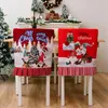 Couvre-chaise couverture de Noël mignon dessin animé gnome plissé le siège imprimé arrière de vacances décor pour la fête de salle à manger banquet