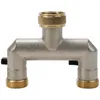 Water Pipe Connector Brass Tap Splitter 2 Way Hose Lawns Vegetables Watering Equipment