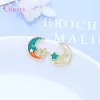 Boucles d'oreilles Arrivée 925 Sterling Silver Hollow Star Moon Small Girls Fashion Birthday Party Bijoux mignon