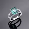 Anneaux de cluster Zhenchengda 8 10 Bague de diamant de simulation synthétique vert foncé minimaliste S925 argent pur couleur