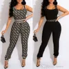 Frühling neuer Damen Designer Jumpsuit Bodysuit Mode sexy ärmellose Weste elastischer Gürtel Lose Hosen Overall für Frauen Onepiece Outfits