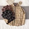 Damenblusen Vintage Plaid Shirts Frauen Harajuku Übergroße Langarm Streetwear Korean Button Up Casual Outwear Tops Frühling Herbst