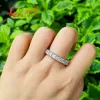 Rings 3.5mm square Tension setting Eternity Band D white vvs moissanite 925 Sterling Silver Ring Jewelry Rings Engagement Ladies men