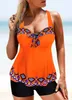 Sommer Innovativer und bequemer orangefarbener Diamantmuster-Spitzendruck Sexy modischer Urlaubs-Strandbadeanzug S6XL 240322