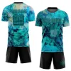 صبغة مخصصة صبغة Teal-Black Sublication Soccer Jersey