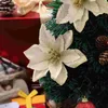装飾的な花24pcsクリスマスキラキラポインセチアツリーガーランドの人工パーティー