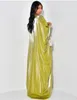 Summer Fashion Satin Robe Abaya Dress Muslim Women Elegant Round Neck Bat Sleeve Lace Up Flowing Light 240402