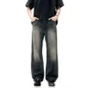 11kn American Style Jeans Womens High Street Elastic Waist Rooles Drape Distressed Washed Casual Long Pants