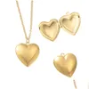 Colliers pendants 2pcs en acier inoxydable en forme de coeur bijourie cadeau diy collier po.