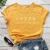 Women's T Shirts Grow Positive Thoughts T-Shirt Summer Flowers Clothing Bees Lover Gift Tee Aesthetic Save Plants Flower Vintage Top Girl