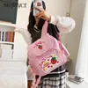 Bolsas escolares bolsa infantil kawaii bordado de morango fofo rucksack Dots Multi-Pocket Nylon Fashion College for Teen Girls