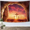 Tapisseries Tapestry Christ sur le mur Cross Art Christian Faith Faith Decoration Cadeaux pour le salon de la chambre Dormitory Sunset