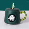 Mugs 400ml Panda Ceramic Water Cup Coffee With Cover Milk Tea Cups Mug Beverage Festival Gift