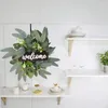 Decorative Flowers JFBL Artificial Eucalyptus Leaves Decorations Wreath Christmas Holiday Decor With Welcome Wood Board For Home
