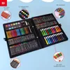 150pcs Çocuk Sanat Seti Çocuklar Çizim Set Boyama Sanatçısı Renk Pen Boyalonu Yağ Pastel Tahta Araç Sanat Sarf Malzemeleri Kırtasiye 240318