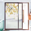 Window Stickers Privacy Glass Film Landscape Of Flowers And Birds Pattern Frosted Door Sun Blocking Glue-Free Sticker