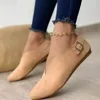 Chaussures décontractées Femmes Locs rétro Retro pointu à orteil en daim appartement 2024 Slip d'été sur les femmes Zapatos Mujer plus taille 35-43