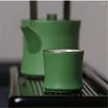 カップソーサー60mlチャイニーズスタイルセラミックティーカップ緑の竹の形状の美しいセットティーウェアマグカップ