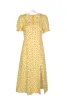 Sukienka damska 2023 Vintage Yellow Printing Elegancka unikalna kwadratowa kwadratowa bąbelkowa sukienka bąbelkowa