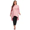 T-shirt da donna Plus size LG manica elegante tunica camicetta Donne Hi Firs Fit Fit Filare Spring Autunno Tops Topsamme di abbigliamento grande 7xl M45 DHFIB