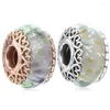 Loose Gemstones Rose Gold Sweet Heart Pattern Iridescent Multicolor Mosaic Ball Charm Fit Europe Bracelet 925 Sterling Silver Bead Diy