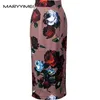 ワークドレスMaryyimei Fashion Women's Silk Scarf Collar Longleeved Anemoneプリントシャツトップラップヒップペンシルハーフスカート2ピースセット