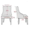 Stol täcker 2/4st Soild Color Dining Cover Velvet Elastic Wingback High Back Sloping fåtöljer Slipcover för heminredning