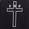 Men's T Shirts Cross Full Letters Printing Oversized ERD Shirt Men Women Cotton Short Sleeves Tee Hip Hop Black T-Shirt Tops With Tag