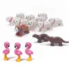 Schattige dieren bulldog otter flamingo vishonden figuren diy model bouwstenen bakstenen speelgoed voor kinderen kinderen geschenken verzamelen speelgoed