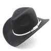 Berets Fashion Wool Women Men Men Men Western Cowboy Hat Roll-Up Широкая края