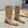 Laarzen IPPEUM Ster Cowboy Dames Halfhoge blokhak Zomermode Cowgirl Botas Westerse schoenen