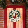 Fleurs décoratives Couronne de Noël artificielle avec balles Ornements à bowknot pour décoration suspendue intérieure extérieure