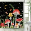 Shower Curtains Mushroom Butterfly Green Leaves Rustic Forest Plant Bath Curtain Polyester Fabric Bathroom Decoration With Hooks