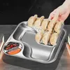 Plates Serving Platters And Trays Stainless Steel Dumpling Tray Plate With Dipping Section Double Layer Appetizer